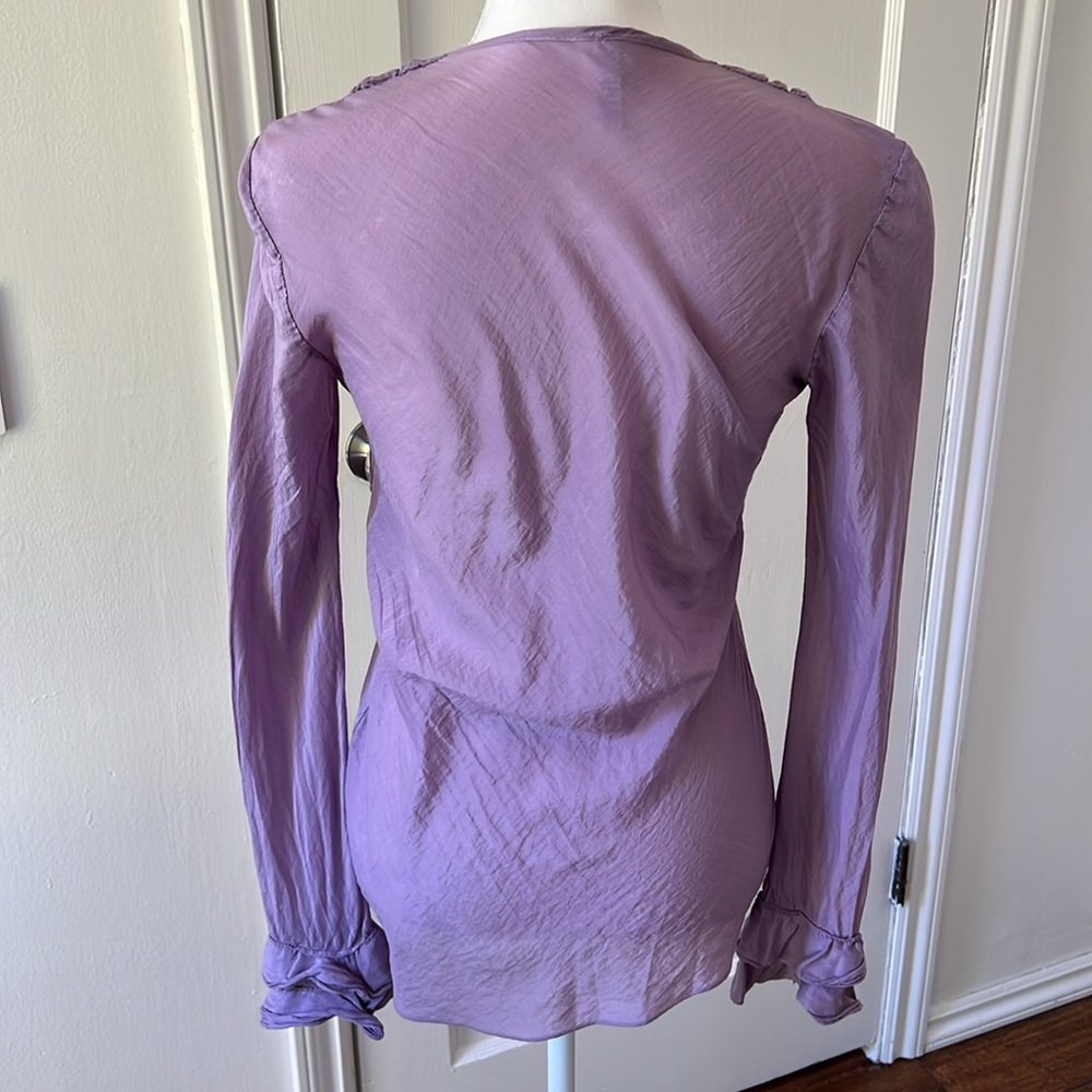 Long Sleeve Ruffle Top Purple - Picture 2 of 7